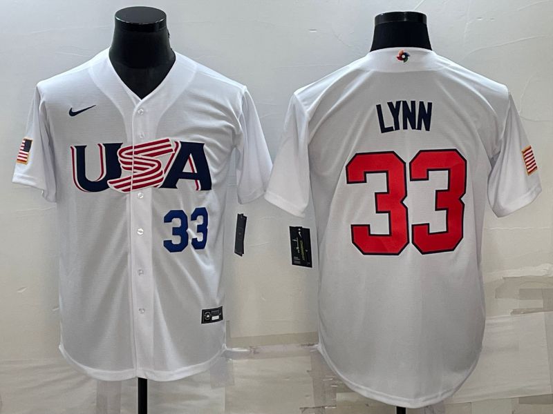 Men 2023 World Cub USA #33 Lynn White Nike MLB Jersey